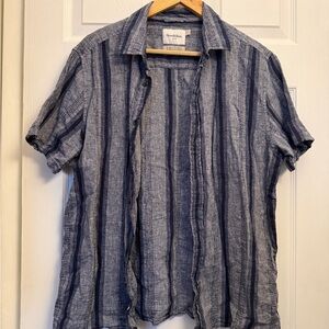 Goodfellow & Co Navy and Light Blue Vertical Stripe Button-Down Shirt
